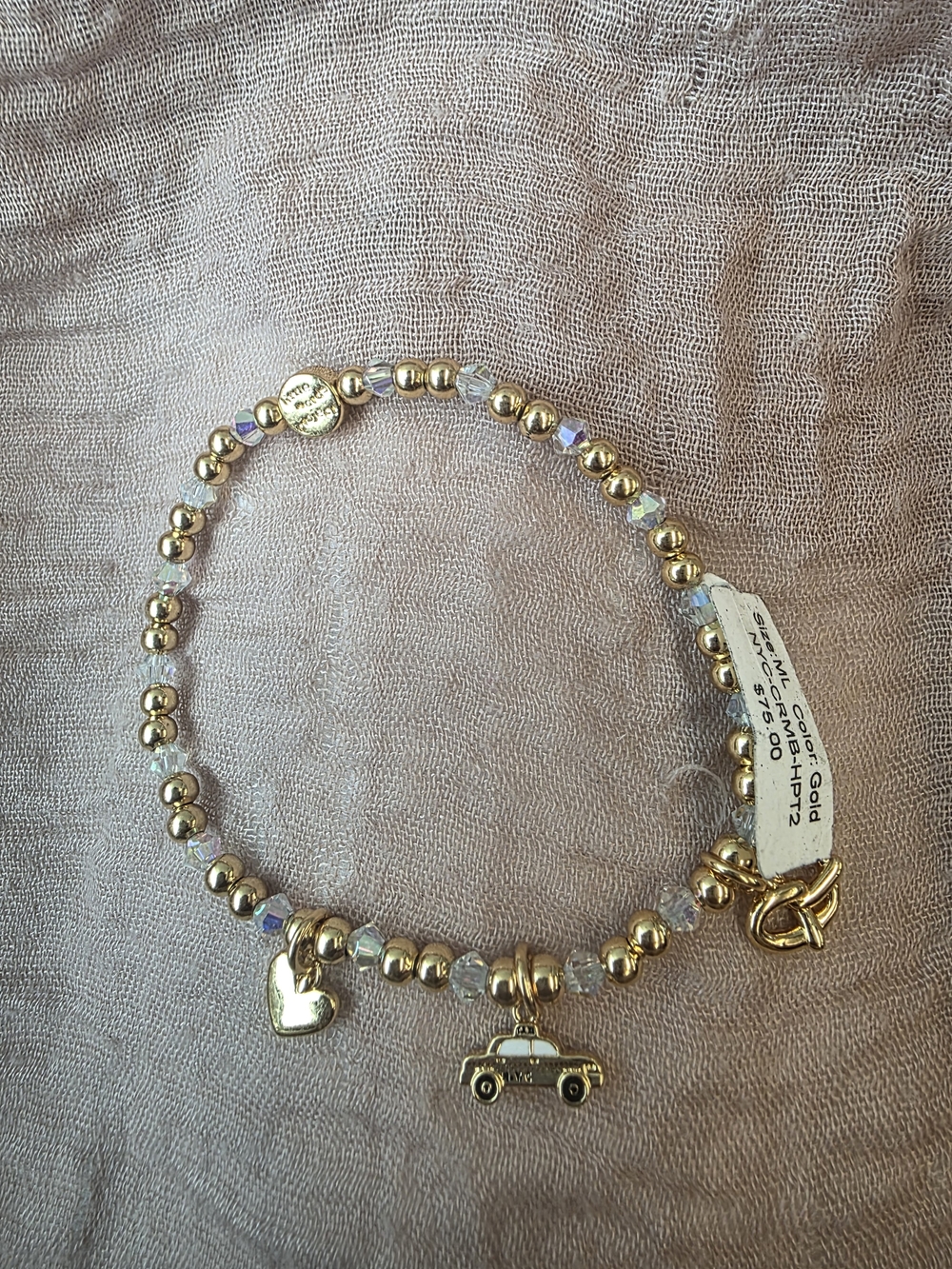Gold Beaded Charm Bracelet with charms